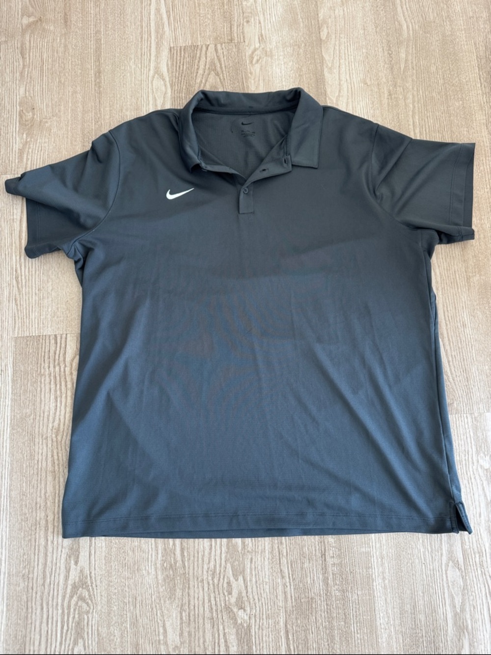 Nike Men's Charcoal Gray Dri-FIT Polo with White Swoosh